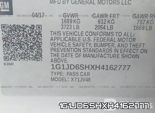1G1JD6SHXH4162777 фото 6