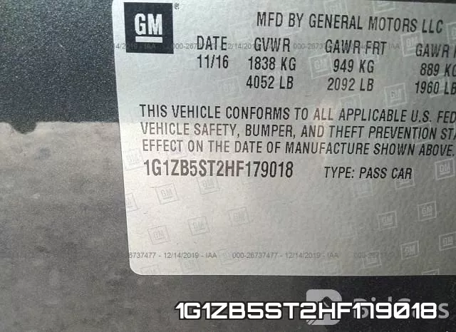 1G1ZB5ST2HF179018 фото 7
