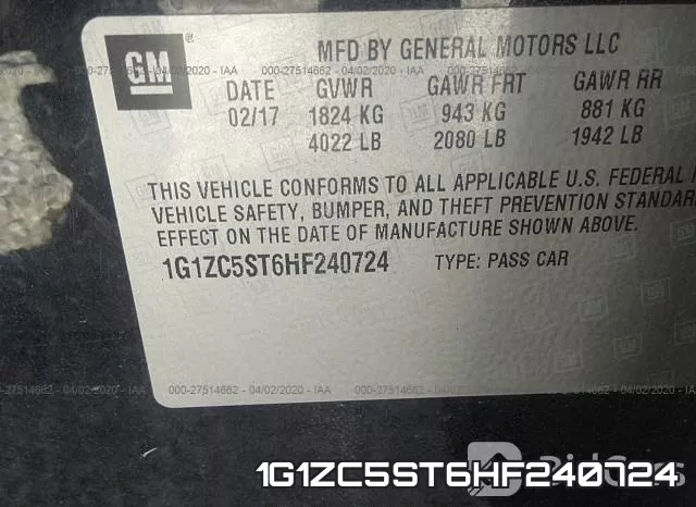 1G1ZC5ST6HF240724 фото 8
