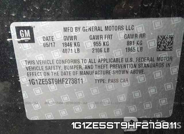 1G1ZE5ST9HF273811 фото 9