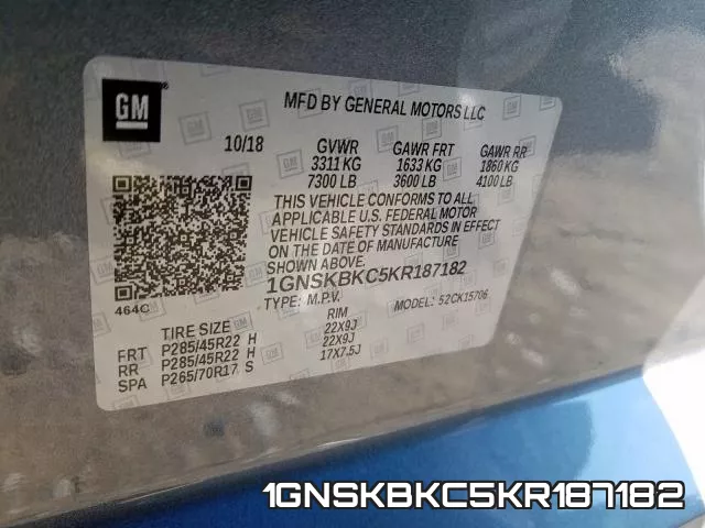 1GNSKBKC5KR187182 фото 2