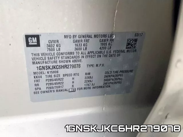 1GNSKJKC6HR279078 фото 2