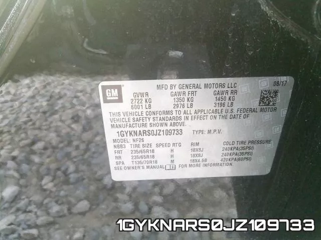 1GYKNARS0JZ109733 фото 2