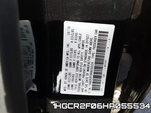 1HGCR2F06HA055534 фото 2