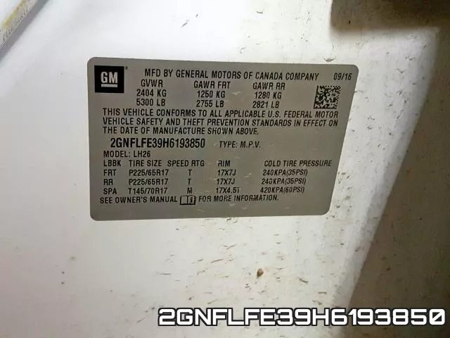 2GNFLFE39H6193850 фото 2