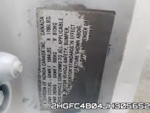 2HGFC4B04JH305652 фото 2