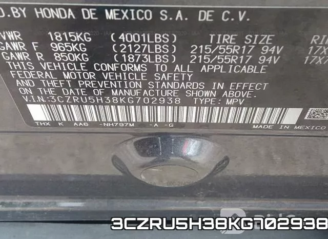 3CZRU5H38KG702938 фото 8