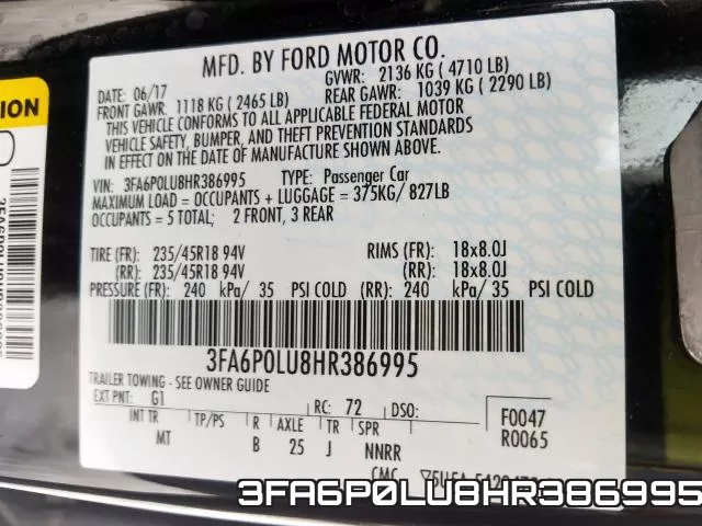 3FA6P0LU8HR386995 фото 2