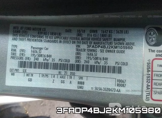 3FADP4BJ2KM105980 фото 10