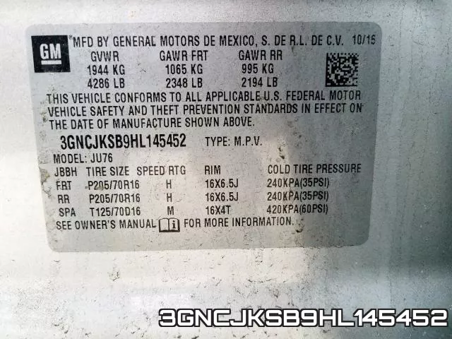 3GNCJKSB9HL145452 фото 2