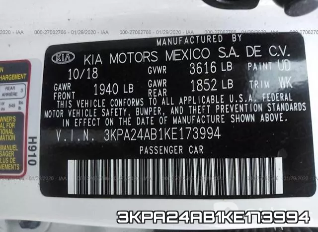 3KPA24AB1KE173994 фото 8