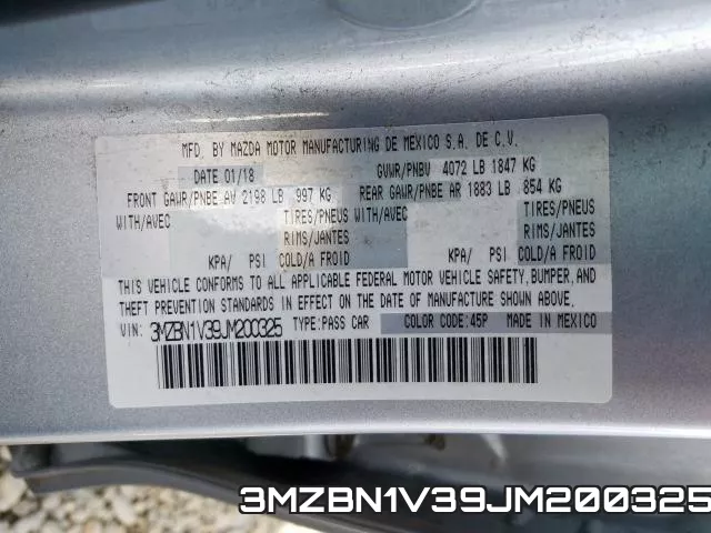 3MZBN1V39JM200325 фото 2