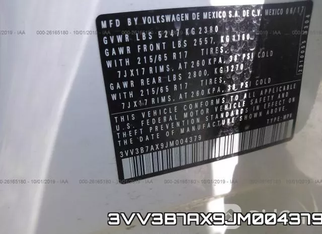 3VV3B7AX9JM004379 фото 8