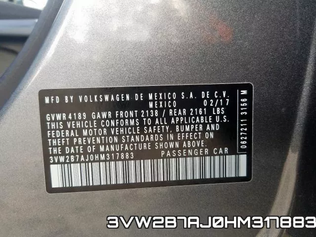 3VW2B7AJ0HM317883 фото 2