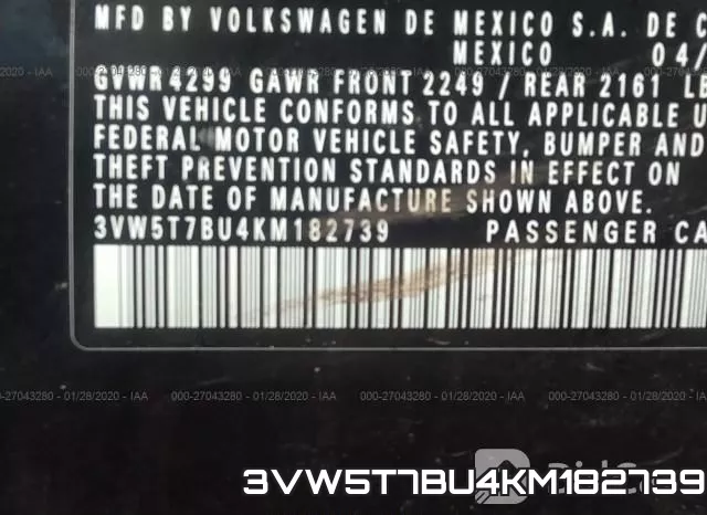 3VW5T7BU4KM182739 фото 6