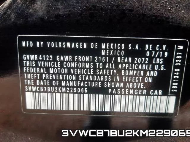 3VWCB7BU2KM229065 фото 2