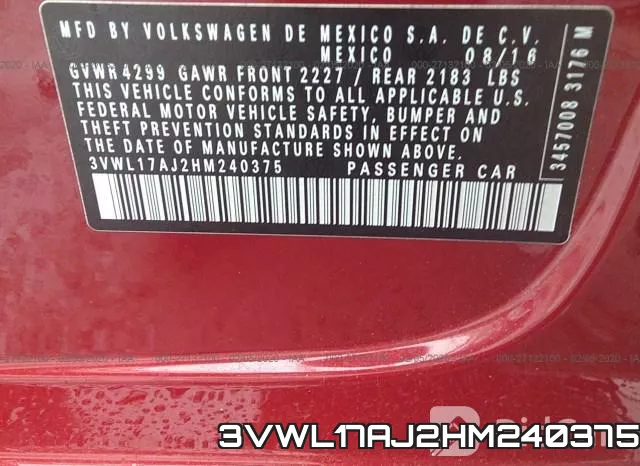 3VWL17AJ2HM240375 фото 10