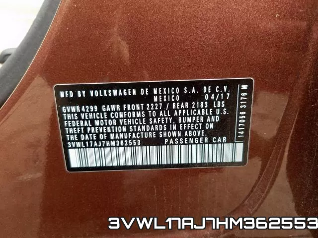 3VWL17AJ7HM362553 фото 2