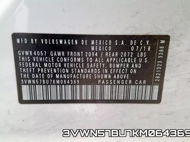 3VWN57BU7KM064369 фото 2