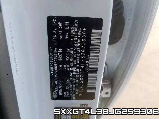 5XXGT4L38JG259306 фото 2