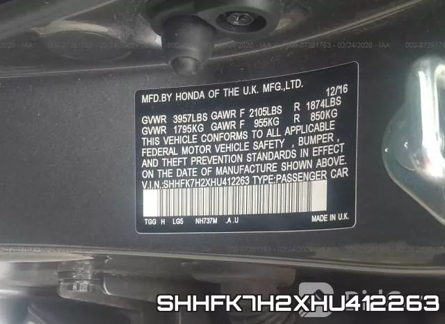SHHFK7H2XHU412263 фото 9