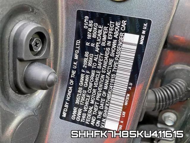 SHHFK7H85KU411615 фото 2