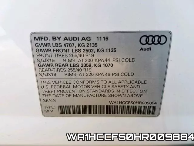 WA1HCCFS0HR009884 фото 2