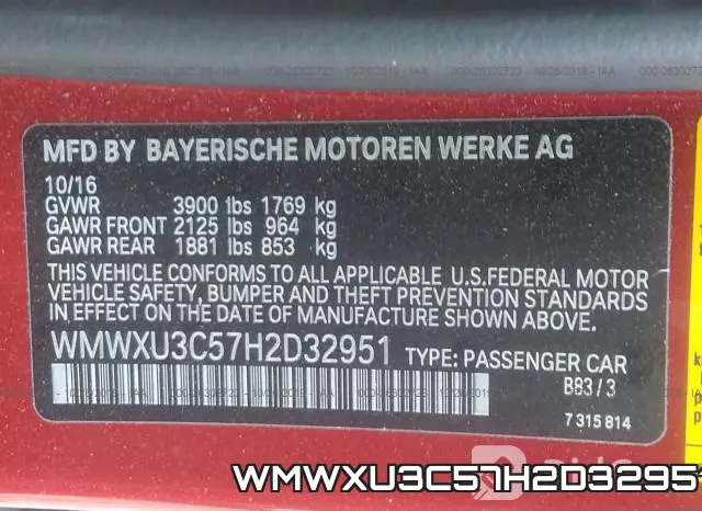 WMWXU3C57H2D32951 фото 8