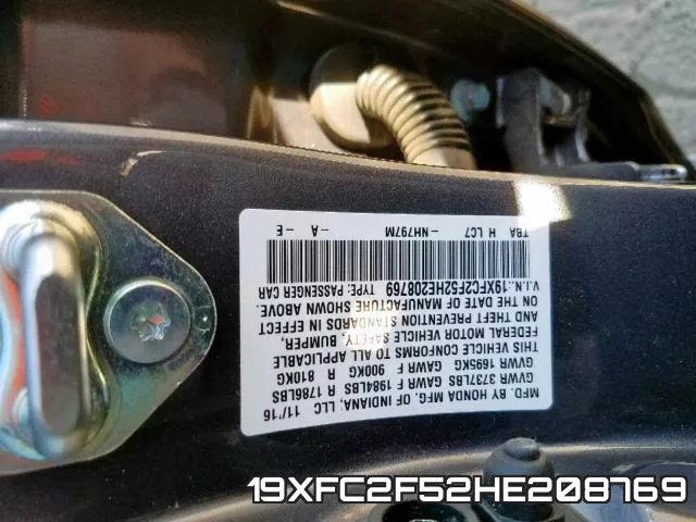 19XFC2F52HE208769 фото 2