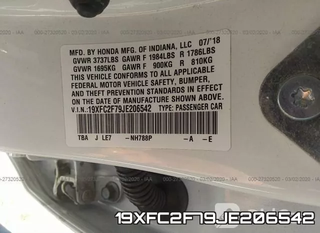 19XFC2F79JE206542 фото 6