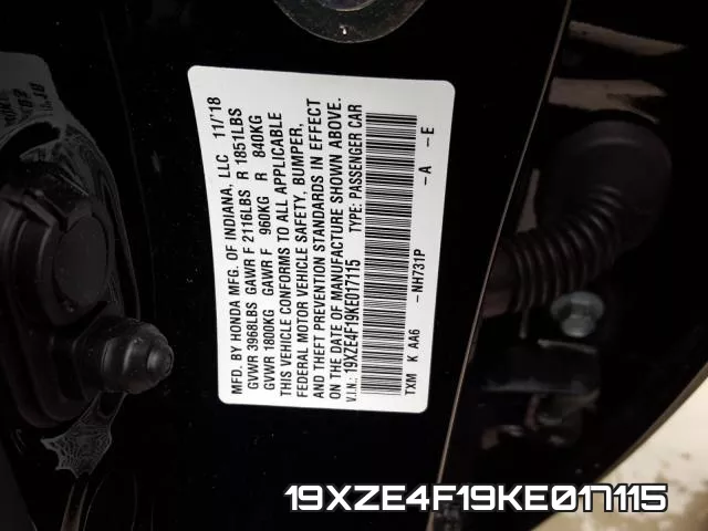 19XZE4F19KE017115 фото 2