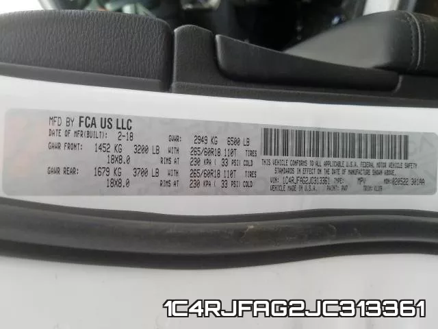 1C4RJFAG2JC313361 фото 2