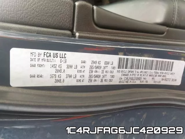 1C4RJFAG6JC420929 фото 2