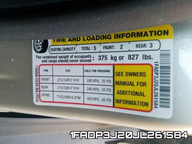 1FADP3J20JL261584 фото 2