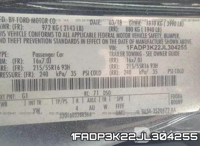 1FADP3K22JL304255 фото 7
