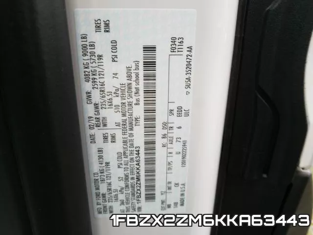 1FBZX2ZM6KKA63443 фото 2