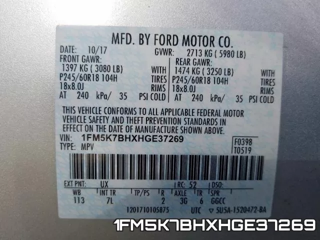 1FM5K7BHXHGE37269 фото 2
