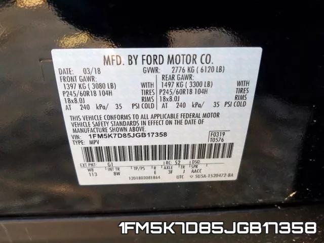 1FM5K7D85JGB17358 фото 2