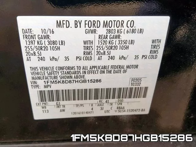 1FM5K8D87HGB15286 фото 2