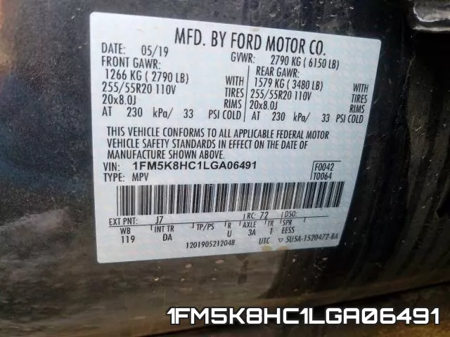 1FM5K8HC1LGA06491 фото 2