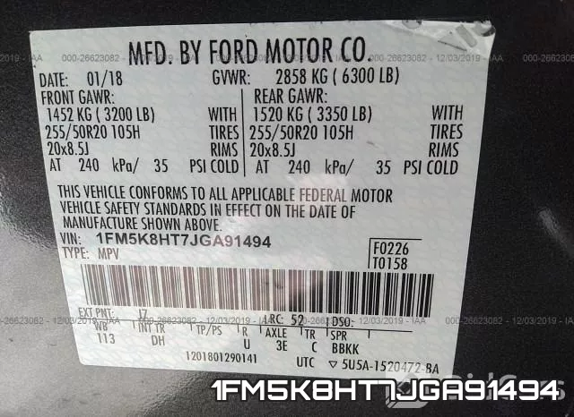 1FM5K8HT7JGA91494 фото 10