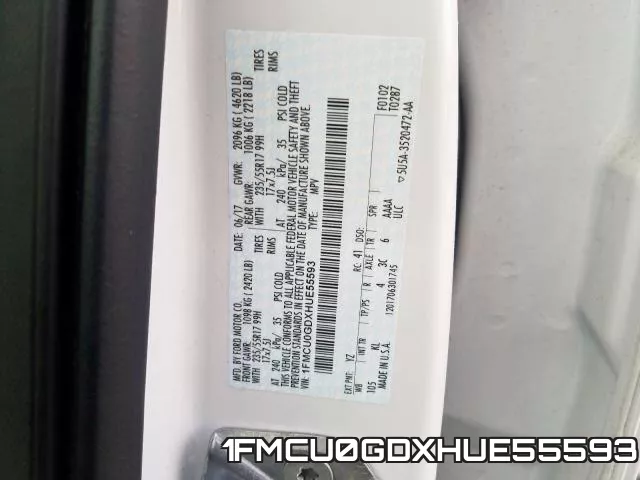 1FMCU0GDXHUE55593 фото 2