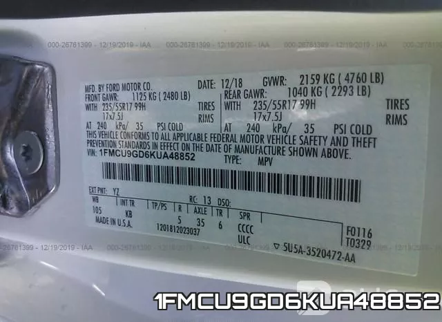 1FMCU9GD6KUA48852 фото 7
