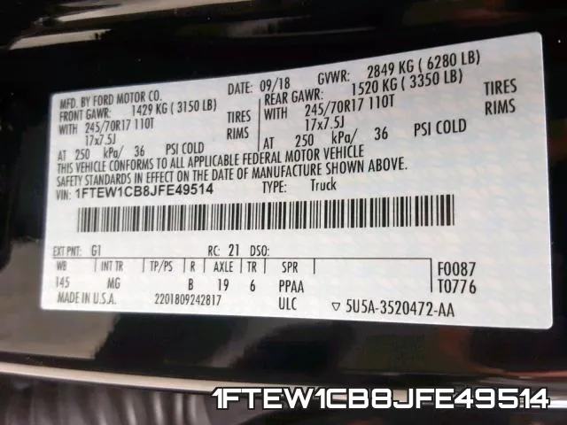 1FTEW1CB8JFE49514 фото 2