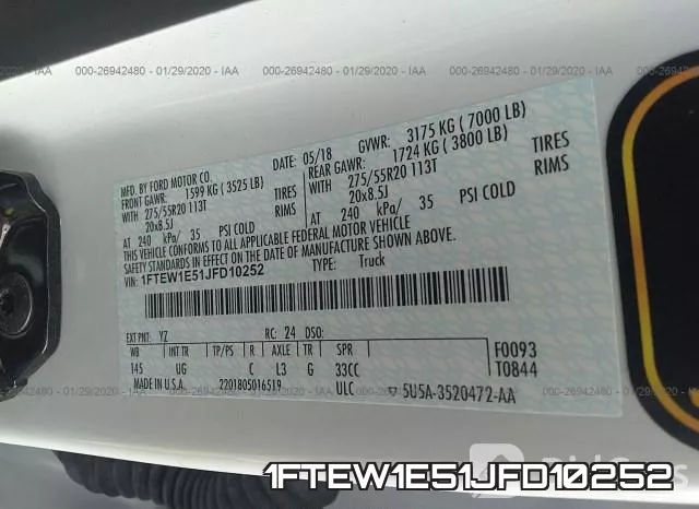 1FTEW1E51JFD10252 фото 8