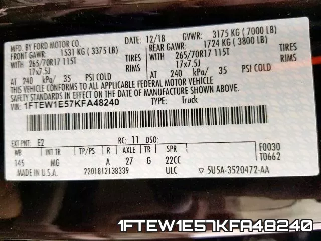 1FTEW1E57KFA48240 фото 2