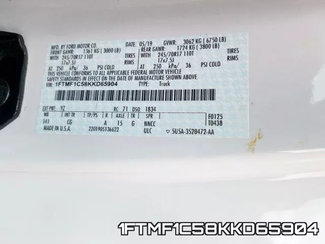 1FTMF1C58KKD65904 фото 2