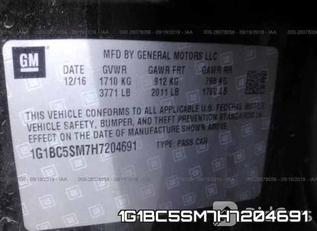 1G1BC5SM7H7204691 фото 8