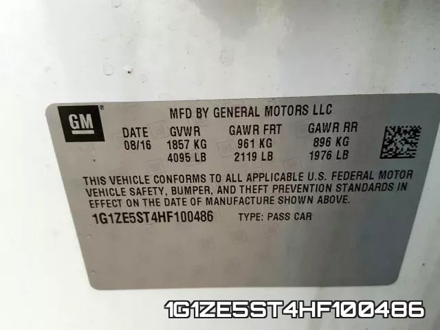1G1ZE5ST4HF100486 фото 2