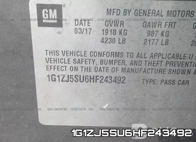 1G1ZJ5SU6HF243492 фото 6